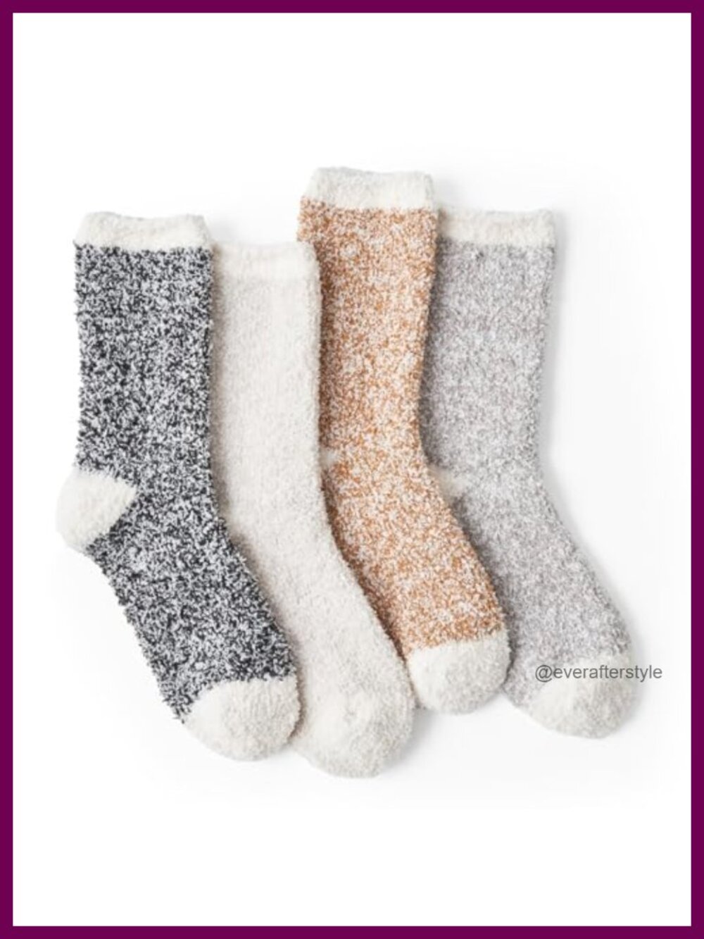 Microfiber Slipper Socks Set Super Soft Cozy Winter Warm Fuzzy 4 Pairs